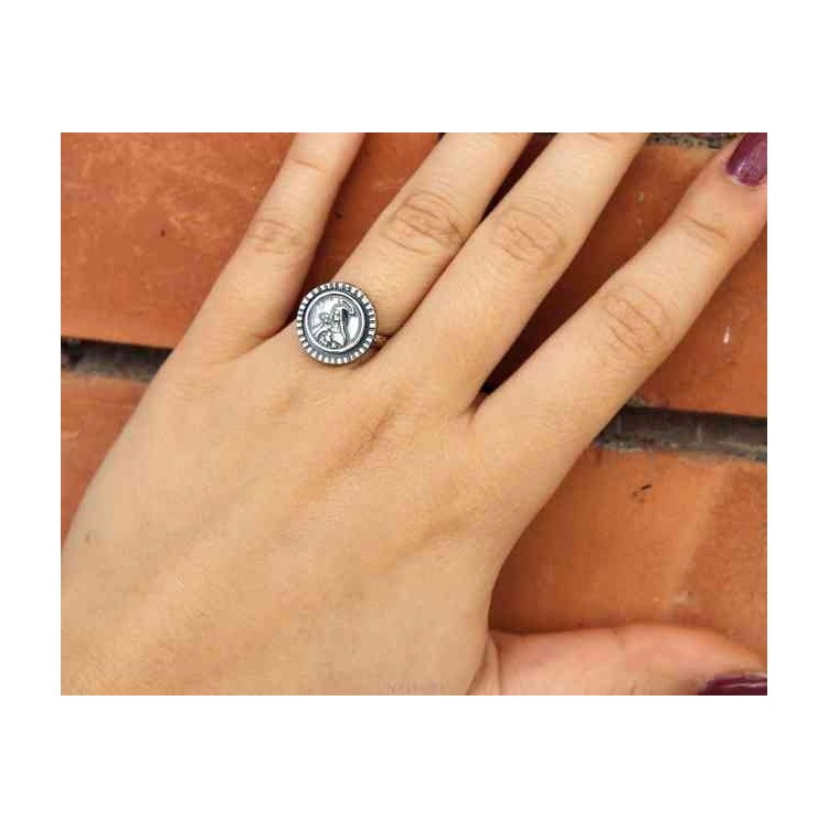 RMB|NALBORI Ring Silver 925 for man or woman adjustable shield holy rita