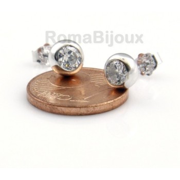 RMB|genuine 925 silver earrings for women man onion domed 4mm cubic zirconia