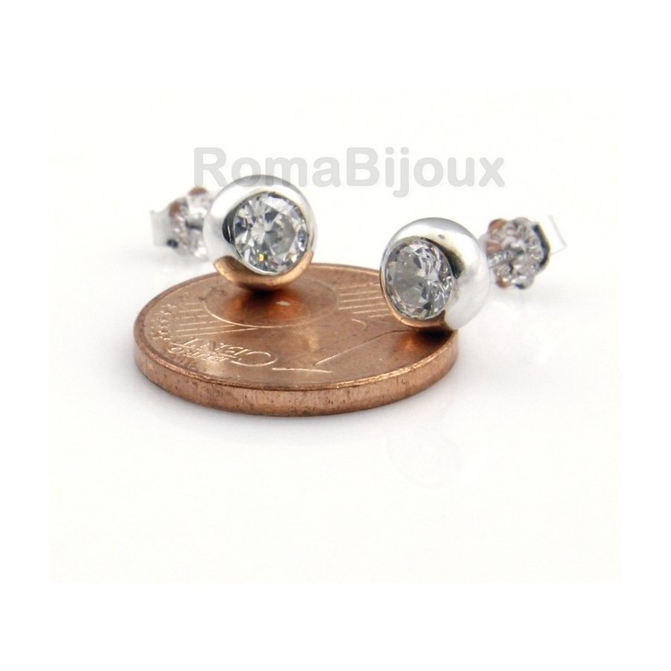 RMB|genuine 925 silver earrings for women man onion domed 4mm cubic zirconia