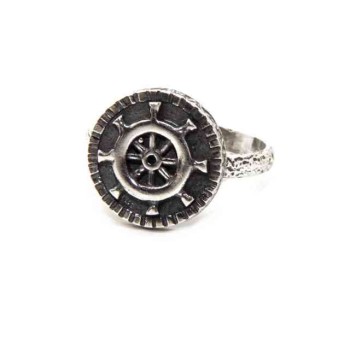 RMB|Anello Argento 925 da uomo o donna scudo regolabile timone nautico