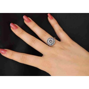 RMB|NALBORI Anello Argento 925 scudo tondo regolabile timone