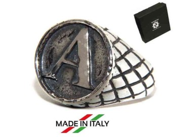 RMB|NALBORI Anello Argento 925 rigato chevalier regolabile lettera A
