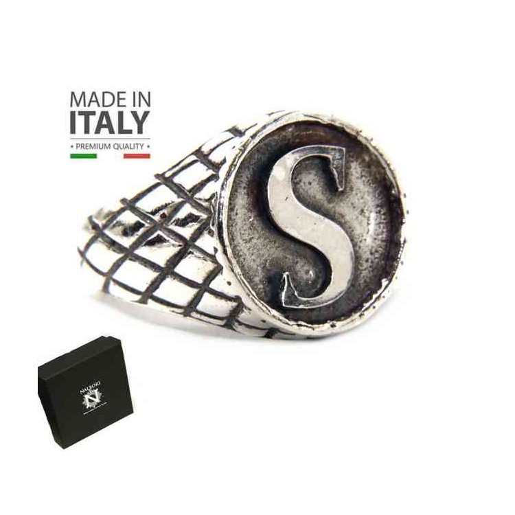 RMB|NALBORI Ring Silver 925 chevalier shield adjustable letter S