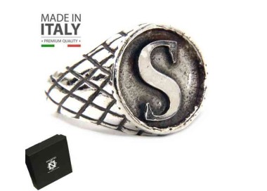 RMB|NALBORI Ring Silver 925 chevalier shield adjustable letter S