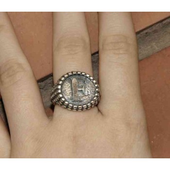 RMB|NALBORI Anello Argento 925 pallinato chevalier regolabile lettera F