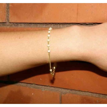 RMB|Rosary bracelet in 925 silver in yellow gold with white beads