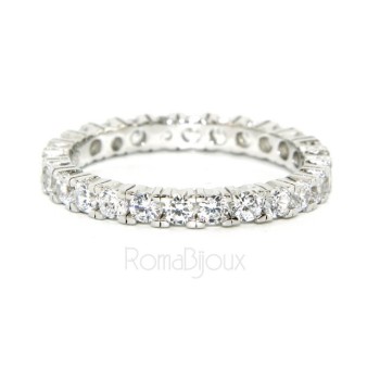 RMB|Argento 925 Rodiato : Eternity infinity fede tutto giro zirconi bianchi brillante 2,5 mm per uomo o donna