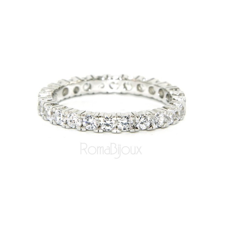 RMB|925 Rhodium: Eternity Infinity faith all around brilliant white cubic zirconia 2.5 mm for men or women