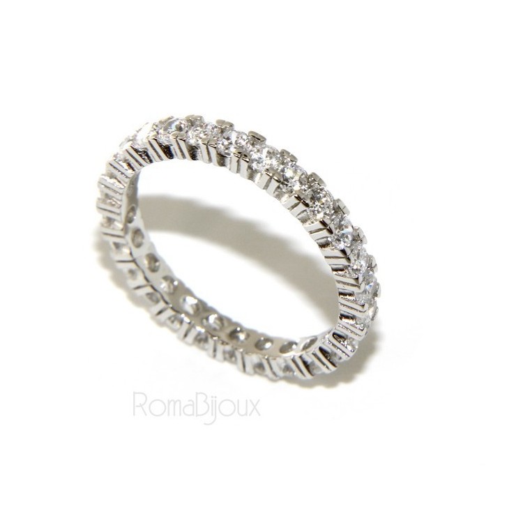 RMB|925 Rhodium: Eternity Infinity faith all around brilliant white cubic zirconia 2.5 mm for men or women