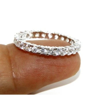 RMB|925 Rhodium: Eternity Infinity faith all around brilliant white cubic zirconia 2.5 mm for men or women