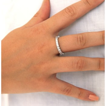 RMB|925 Rhodium: Eternity Infinity faith all around brilliant white cubic zirconia 2.5 mm for men or women