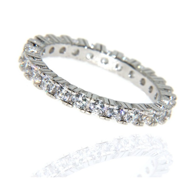 RMB|eternity argento 925 anello zirconi bianchi da 2,5 mm per uomo e donna