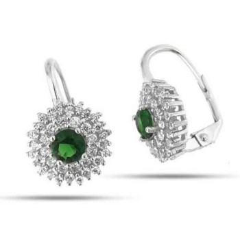 RMB|Orecchini monachella in argento 925 tondi rosone di zirconi emerald