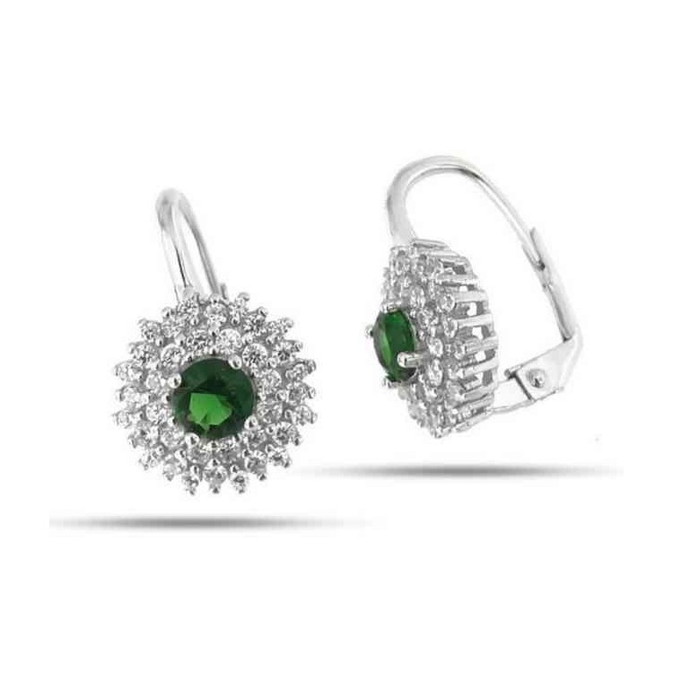 RMB|Orecchini monachella in argento 925 tondi rosone di zirconi emerald
