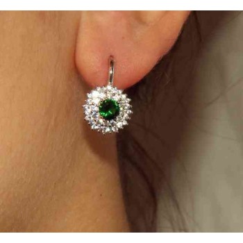 RMB|NALBORI Orecchini monachella in argento 925 tondi rosone di zirconi emerald
