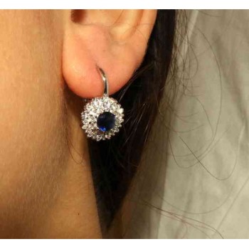 RMB|Woman earrings in silvered 925 sterling silver round of cubic zirconia
