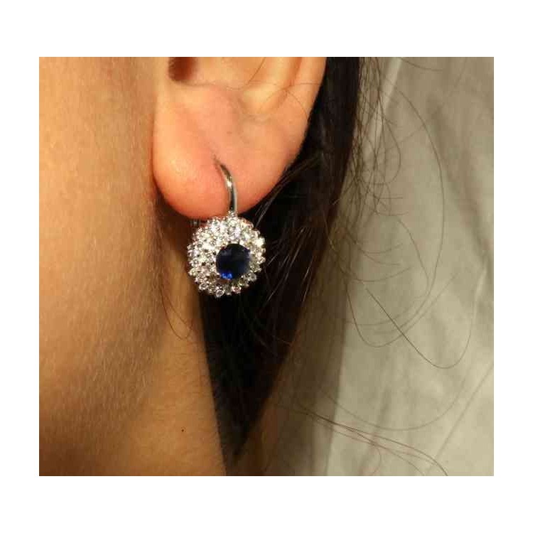 RMB|NALBORI Orecchini monachella in argento 925 tondi rosone di zirconi sapphire