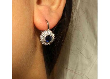 RMB|NALBORI Orecchini monachella in argento 925 tondi rosone di zirconi sapphire