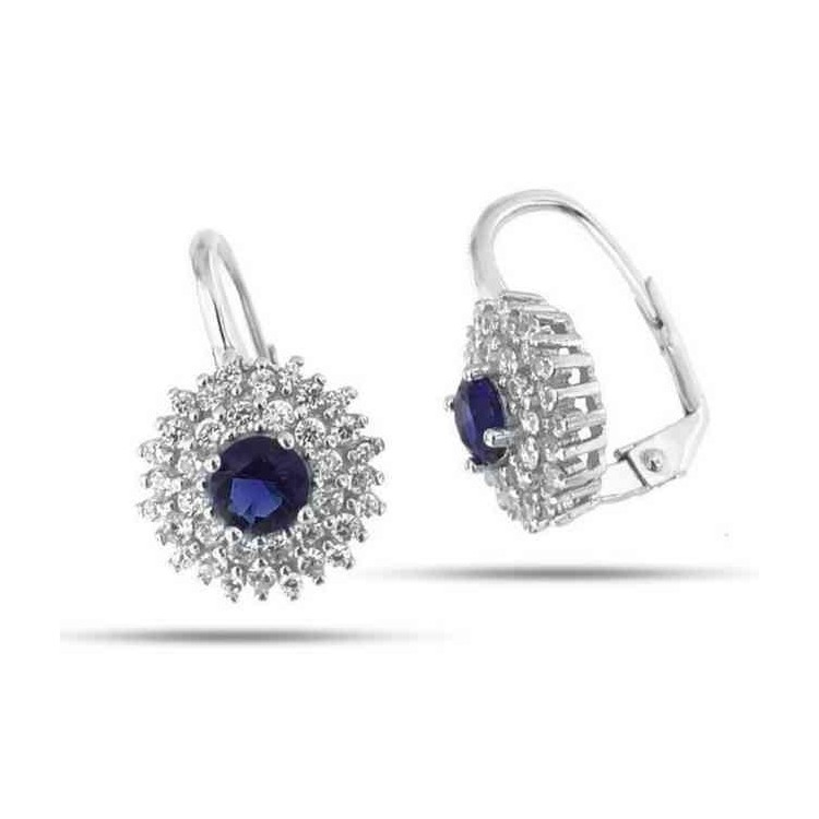 RMB|Woman earrings in silvered 925 sterling silver round of cubic zirconia