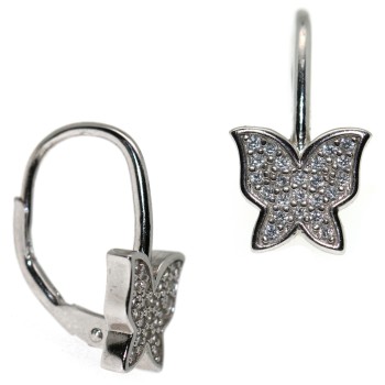 RMB|monachelle farfalle orecchini argento 925 pavè di zirconi donna