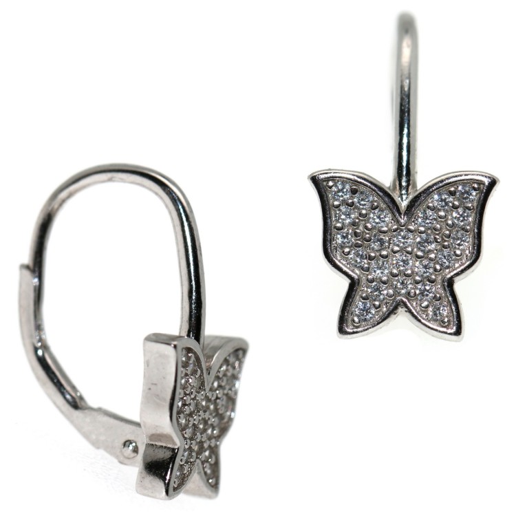 RMB|monachelle farfalle orecchini argento 925 pavè di zirconi donna