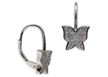 RMB|monachelle farfalle orecchini argento 925 pavè di zirconi donna