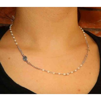 RMB|Rosary necklace 925 silver with round with 48 + 5 white pearls