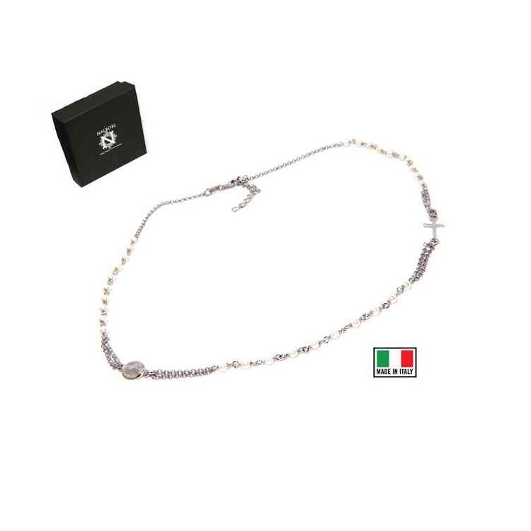 RMB|Rosary necklace 925 silver with round with 48 + 5 white pearls