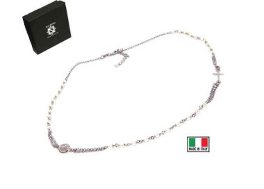 RMB|Rosary necklace 925 silver with round with 48 + 5 white pearls