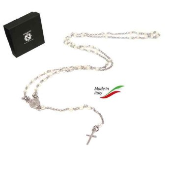 RMB|Collana Rosario donna Argento 925 a Y  perle , bagno oro bianco marca NALBORI