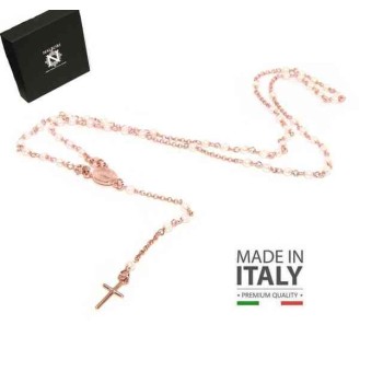 RMB|Y-shaped 925 silver rosary necklace with white pearls 55 cm rose gold bath