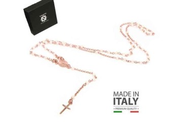 RMB|Y-shaped 925 silver rosary necklace with white pearls 55 cm rose gold bath