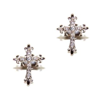 RMB|NALBORI 925 silver earrings with zircon cross lily