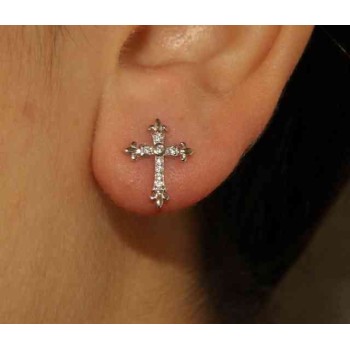 RMB|NALBORI 925 silver earrings with zircon cross lily