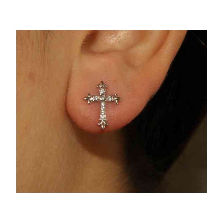 RMB|NALBORI 925 silver earrings with zircon cross lily