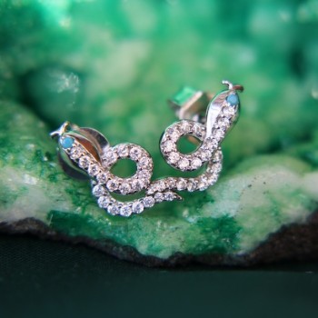 RMB|NALBORI orecchini argento 925 serpenti con zirconi contrariè