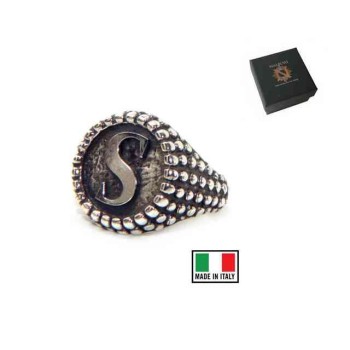 RMB|Ring Silver 925 chevalier shield adjustable letter S