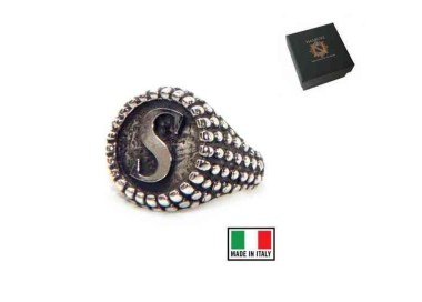 RMB|Anello pallinato argento 925 regolabile chevalier lettera S