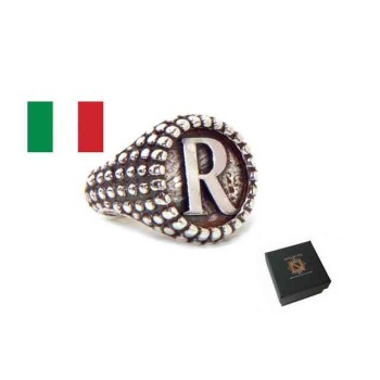 RMB|Ring Silver 925 chevalier shield adjustable letter R brand NALBORI