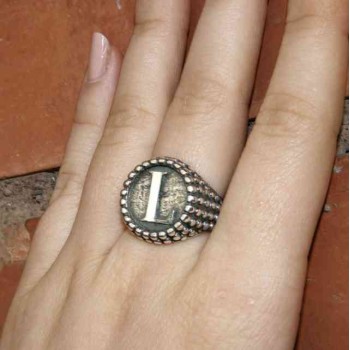 RMB|Ring Silver 925 chevalier shield adjustable letter L
