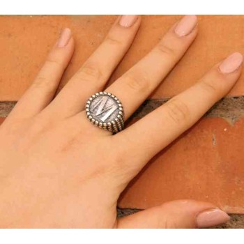 RMB|NALBORI Ring Silver 925 chevalier shield adjustable letter M