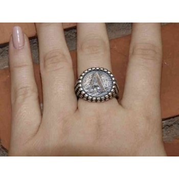 RMB|Ring Silver 925 chevalier shield adjustable letter A brand NALBORI