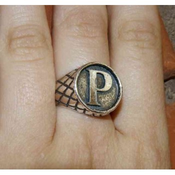 RMB|NALBORI Ring Silver 925 chevalier shield adjustable letter P