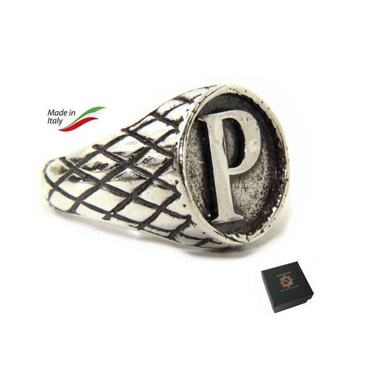 RMB|NALBORI Ring Silver 925 chevalier shield adjustable letter P