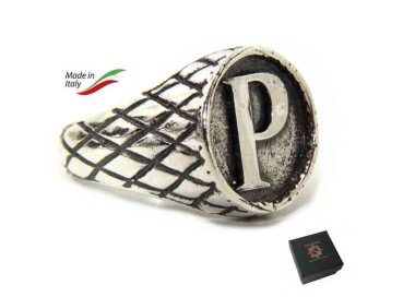 RMB|NALBORI Ring Silver 925 chevalier shield adjustable letter P