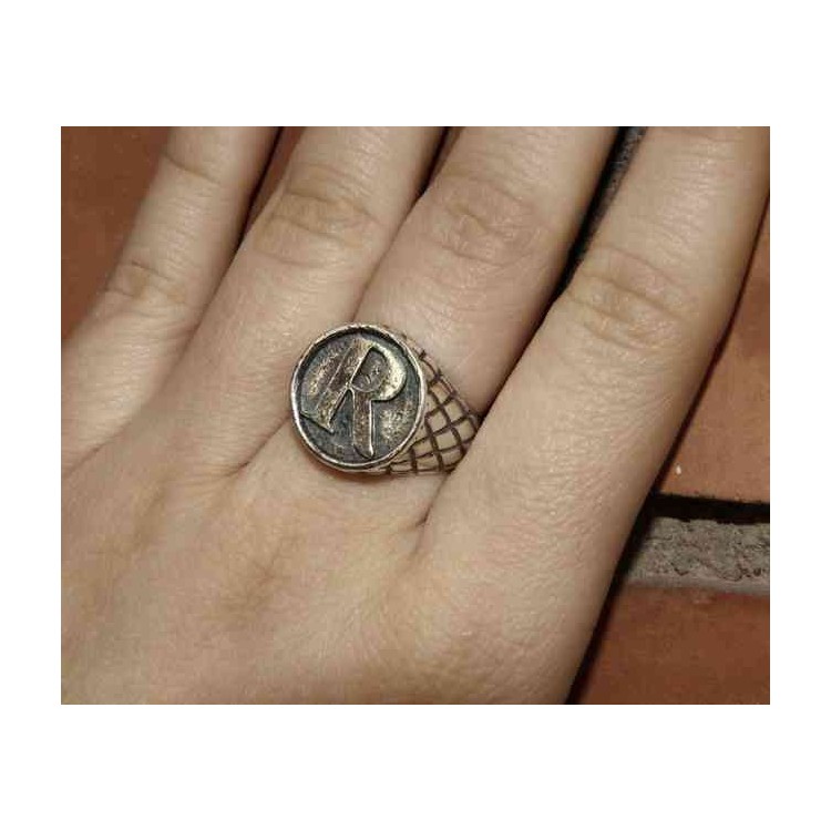 RMB|NALBORI Ring Silver 925 chevalier shield adjustable letter R