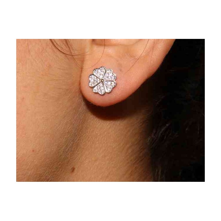 RMB|NALBORI 925 silver four-leaf clover and zircon earrings