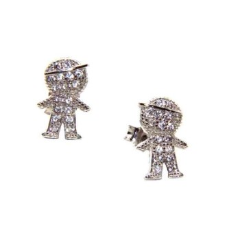RMB|NALBORI 925 silver child earrings with cubic zirconia cap