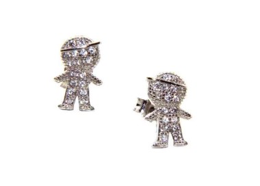 RMB|NALBORI orecchini argento 925 bambino con berretto zirconi
