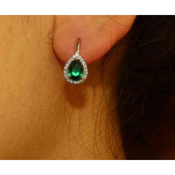 RMB|NALBORI Orecchini a monachella in argento 925 goccia verde emerald